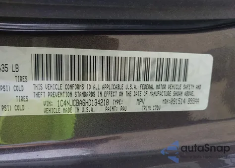 2017 Jeep Compass Sport Fwd из США, поврежденный, VIN 1C4NJCBA6HD134218